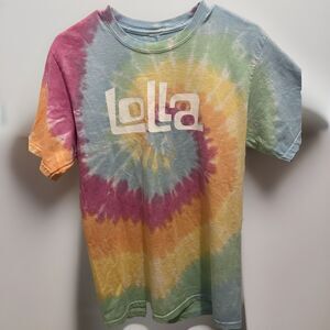 Lollapalooza 2019 Tie-Dyed Fest Lineup Shirt Med Large EUC Kacey Gambino Ariana